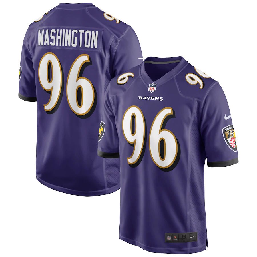 Men Baltimore Ravens 96 Broderick Washington Nike Purple Game Player NFL Jersey